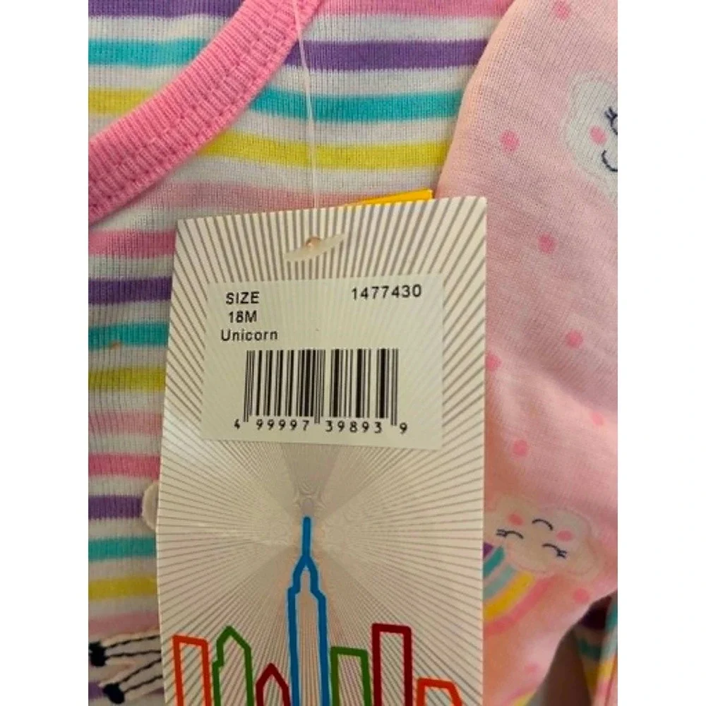 Kids Headquarters Pajamas Baby 18M Pink Purple Rainbow Unicorn 3 Pack Sleepers
